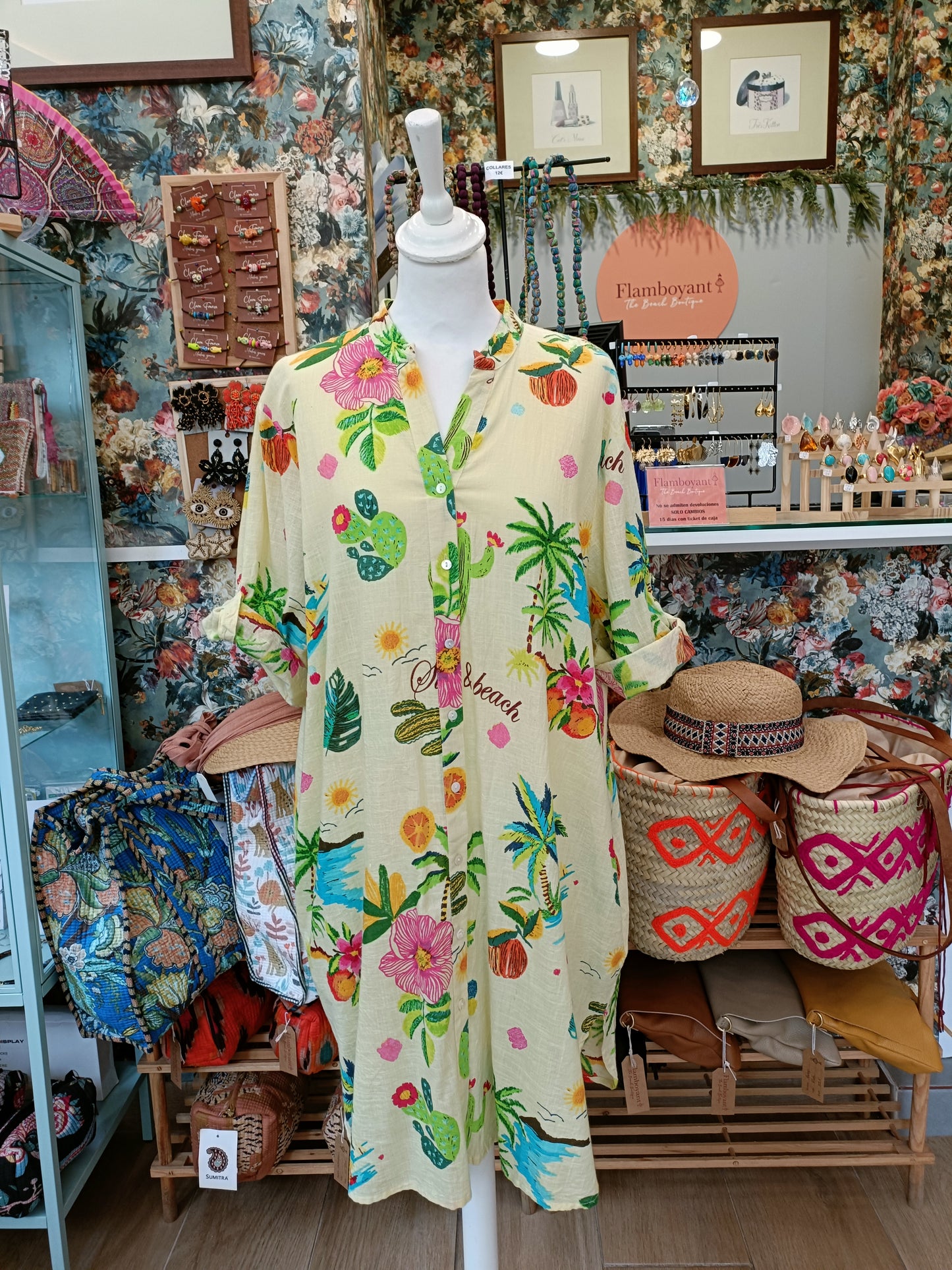 Vestido Camisero Corto Tropical "Summer & Beach"