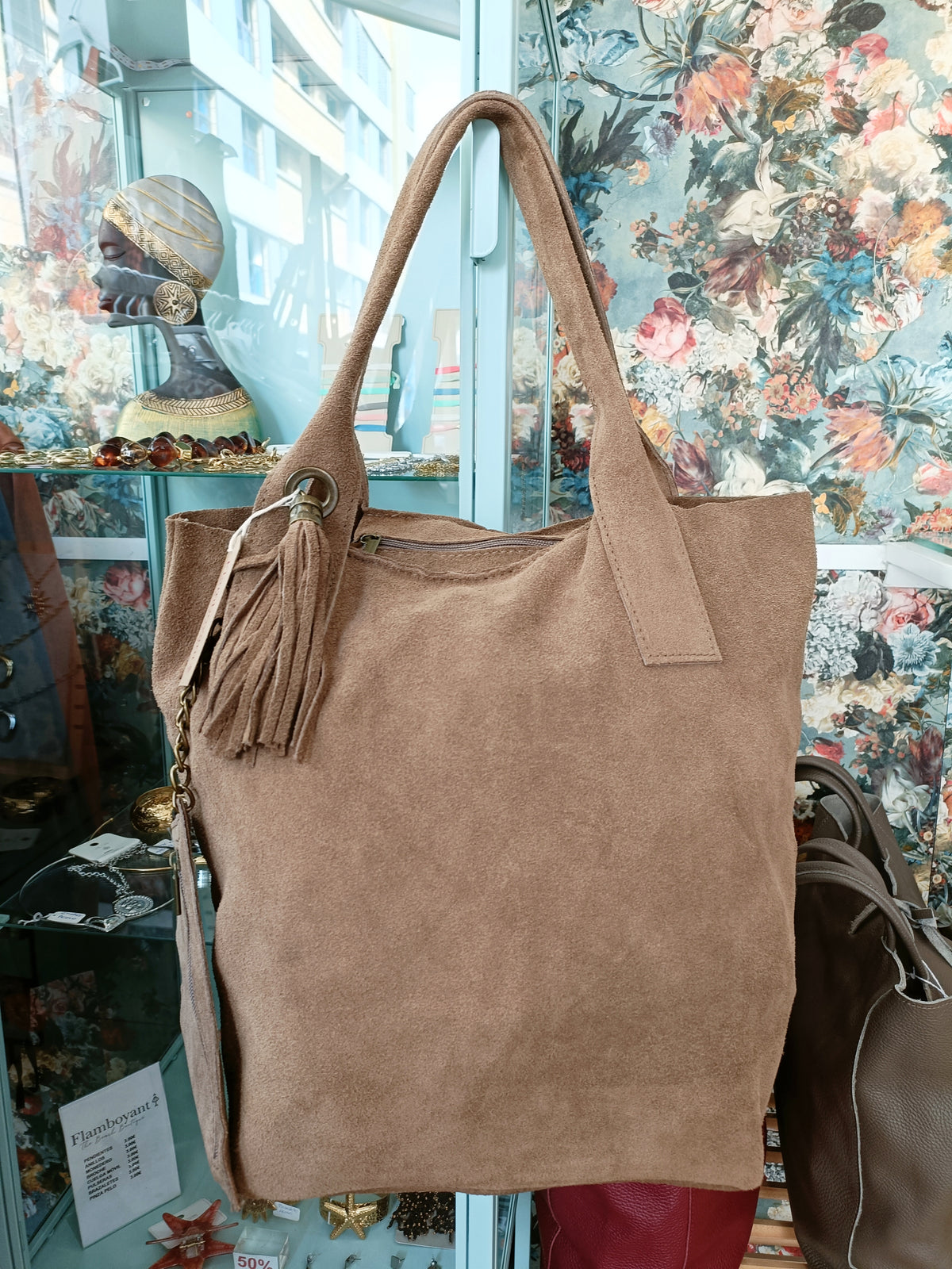 Bolso shopper piel de ante